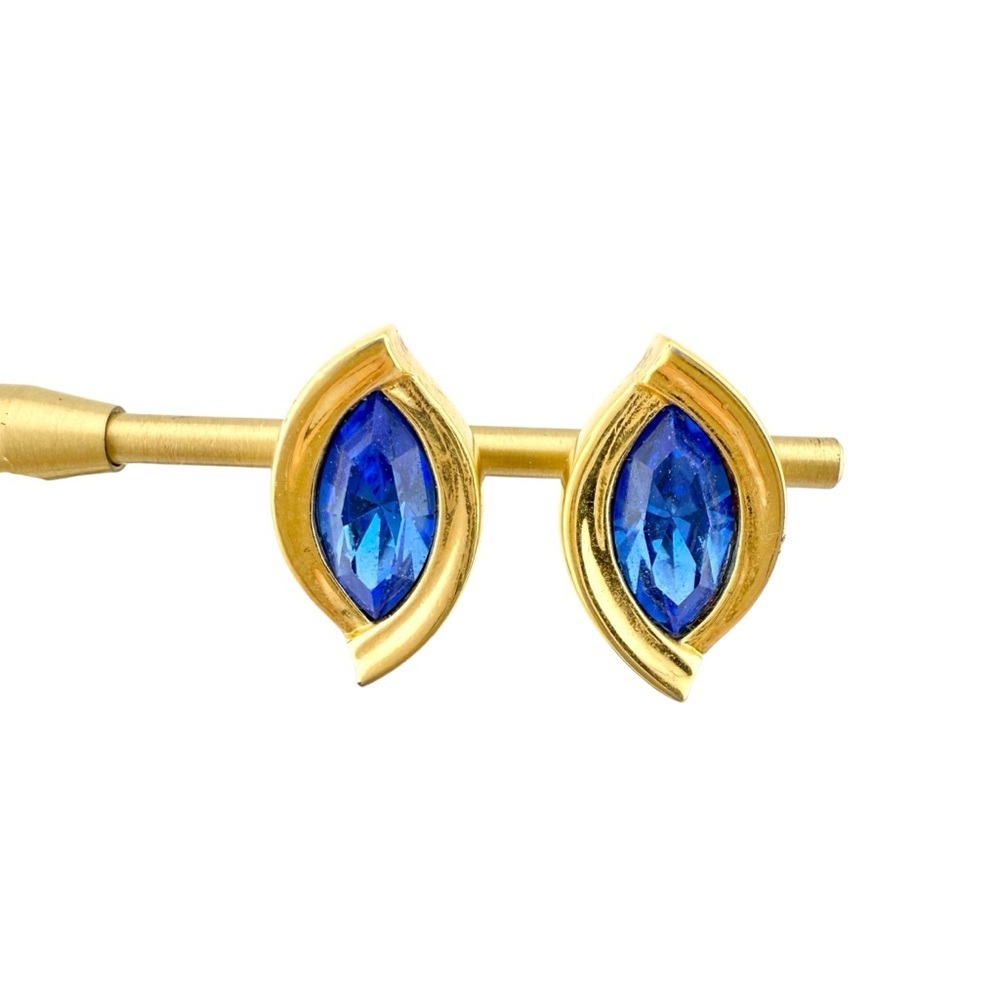Swarovski Gold and Blue Marquise Earrings